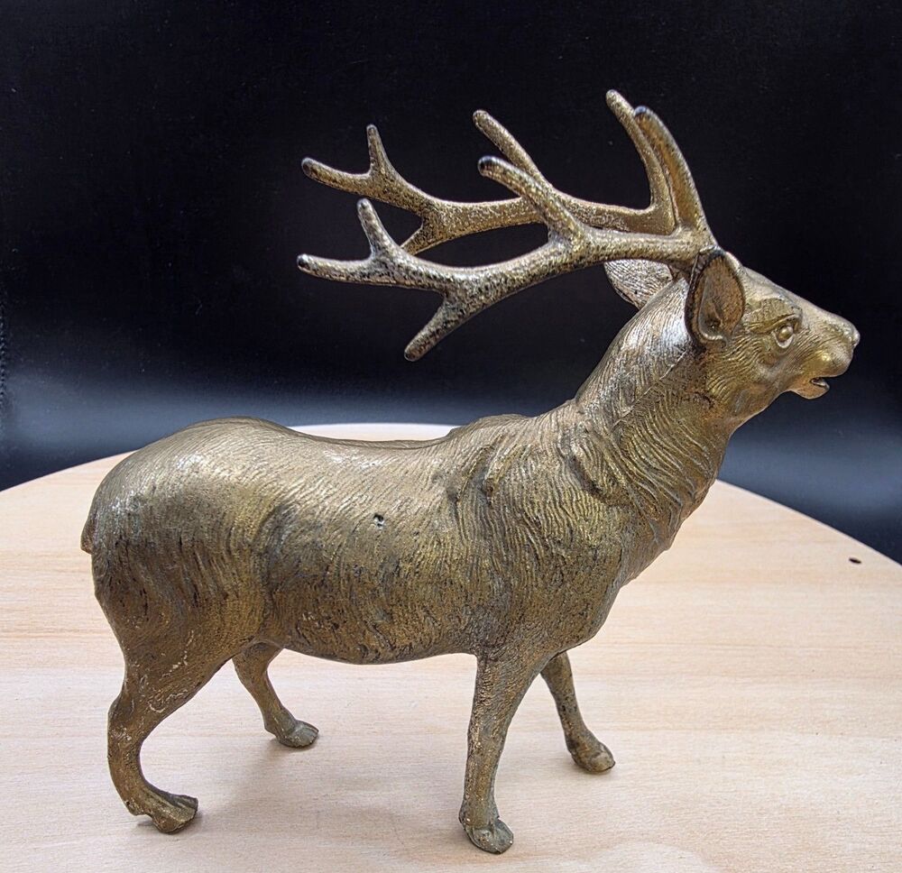 Brass Tone Elk Stag Deer Figurines Set of 3 Wildlife Vintage Made In Japan - Picture 12 of 16